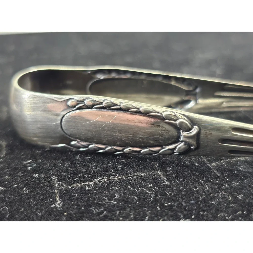 Korner & Proll Sugar Tongs 800 Silver Berlin‎ German 1880s Monogram MG Excellent